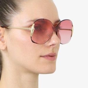 Chloe Curtis 59mm Gradient Pink & Gold Trim Butterfly Sunglasses